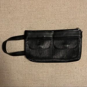 Paul Frank black leather wristlet